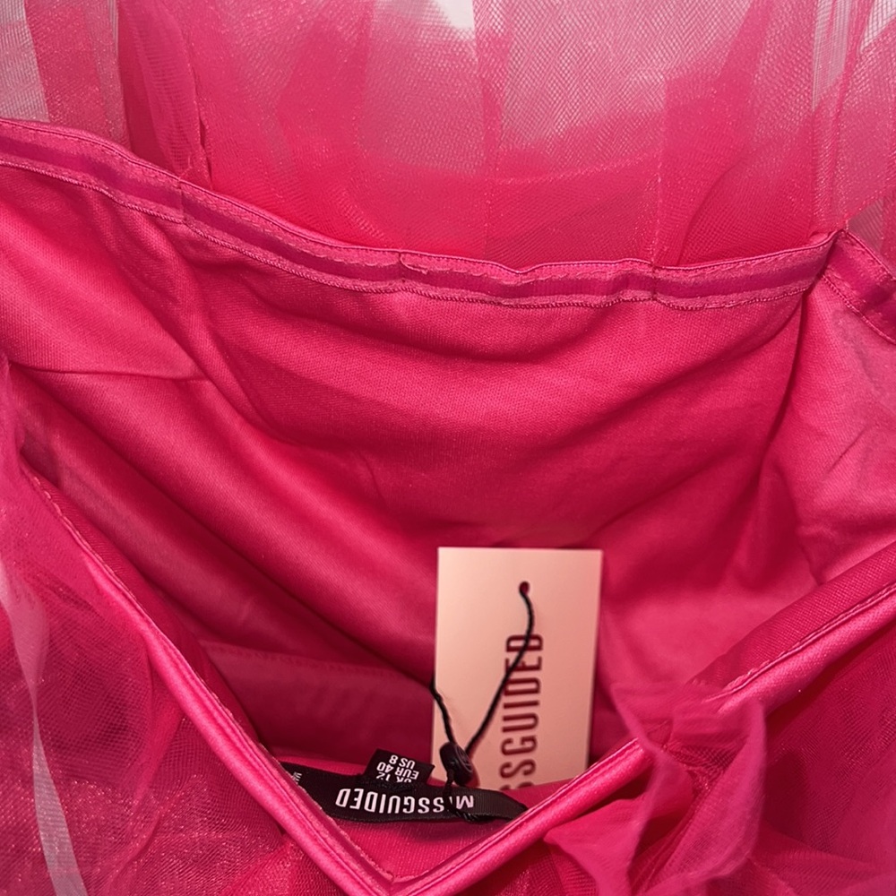 Missguided Pink Bandeau Ruffle Dress Tulle Size US 8 - Picture 8 of 15